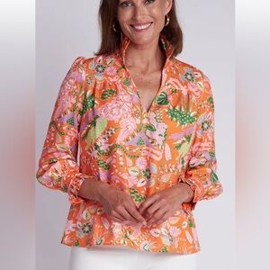 CK Bradley Aspen Blouse in Eden Orange. Size Medium